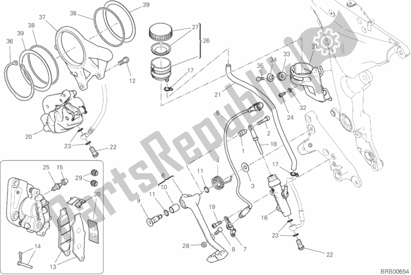 Todas las partes para Sistema De Frenado Trasero de Ducati Multistrada 1260 S ABS Thailand 2020